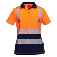 Womens Hi Vis Cotton Comfort Contrast Short Sleeve Polo Shirt