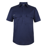 Mens Short Sleeve Stretch Close Front Work Shirt