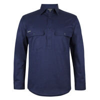 Mens Long Sleeve Stretch Close Front Work Shirt