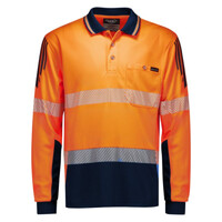 Mens Hi Vis Flux Segmented Tape Long Sleeve Polo