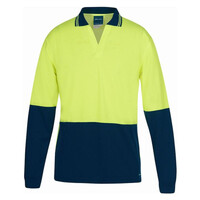 Mens Hi Vis Long Sleeve Non Button Polo