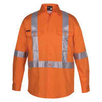 Mens Hi Vis (D+N) Long Sleeve 150G Cross Back Tape Shirt