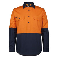 Mens Hi Vis Close Front Long Sleeve 150G Work Shirt