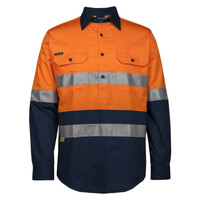 Mens Hi Vis (D+N) Close Front Long Sleeve 150G Shirt