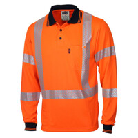 HiVis Segmented Tape X Back Polo Long Sleeve