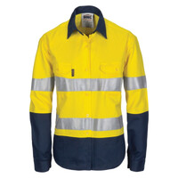 Womens HIVIS Cool-Breeze Cotton Shirt with CSR R/Tape - Long Sleeve