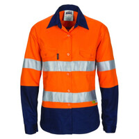 Womens HiVis Two Tone Cool-Breeze Cotton Shirt with 3M R/Tape Long Sleeve