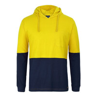 Mens Hi Vis Long Sleeve Cotton Tee with Hood