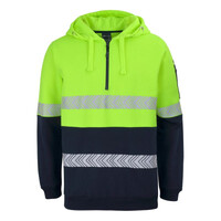 Mens Hi Vis 1/2 Zip Segmented Tape Hoodie