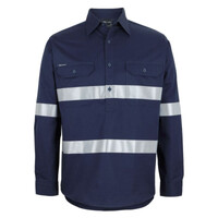 Mens Close Front Long Sleeve 150G Work Shirt Reflective Tape