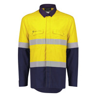 Mens Orange Flame Lightweight Ripstop Spliced Shirt - Hoop Taped