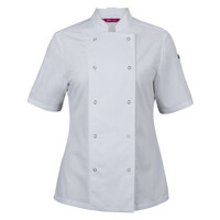 Womens Short Sleeve Snap Button Chef Jacket 