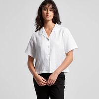 Womens Linen Short Sleeve Shirt