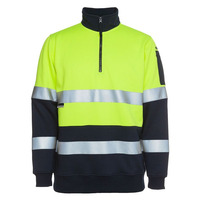 Mens Hi Vis Half Zip (D+N) Fleecy Sweat