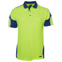 Mens Hi Vis Short Sleeve Arm Panel Polo
