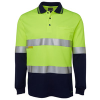 Mens Hi Vis Long Sleeve (D+N) Cotton Back Polo