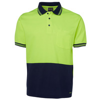 Mens Hi Vis Short Sleeve Cotton Back Polo