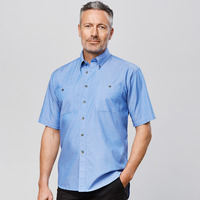 Mens Wrinkle Free Chambray Short Sleeve Shirt