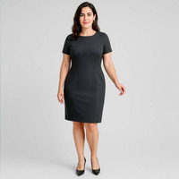 Womens Comfort Wool Stretch Short Sleeve Shift Dress