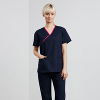 Womens Contrast Crossover Scrubs Top 